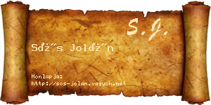 Sós Jolán névjegykártya